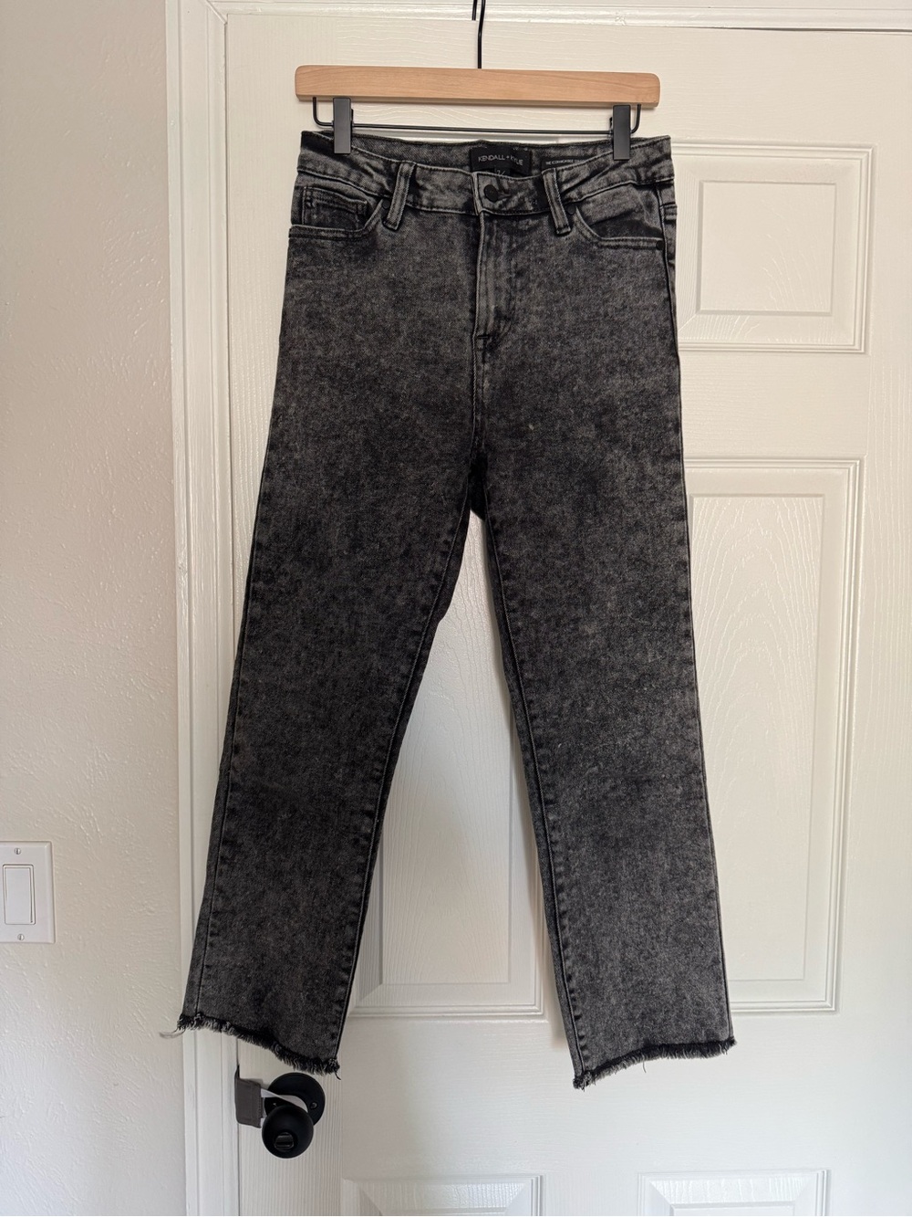 Kendall & Kylie Washed Black Straight-Leg Jeans